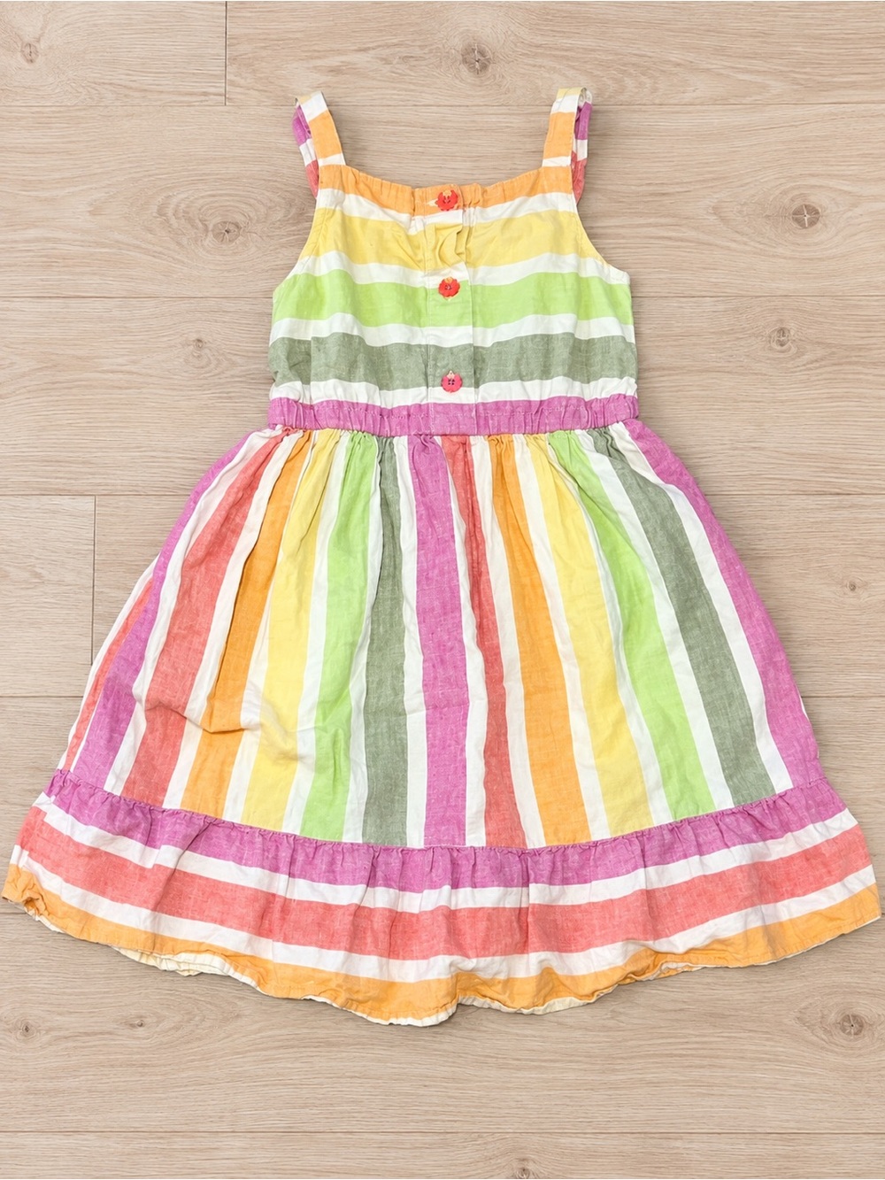 Gymboree Rainbow Stripe Sundress in Pastel Pink, Yellow, Green, Orange, White